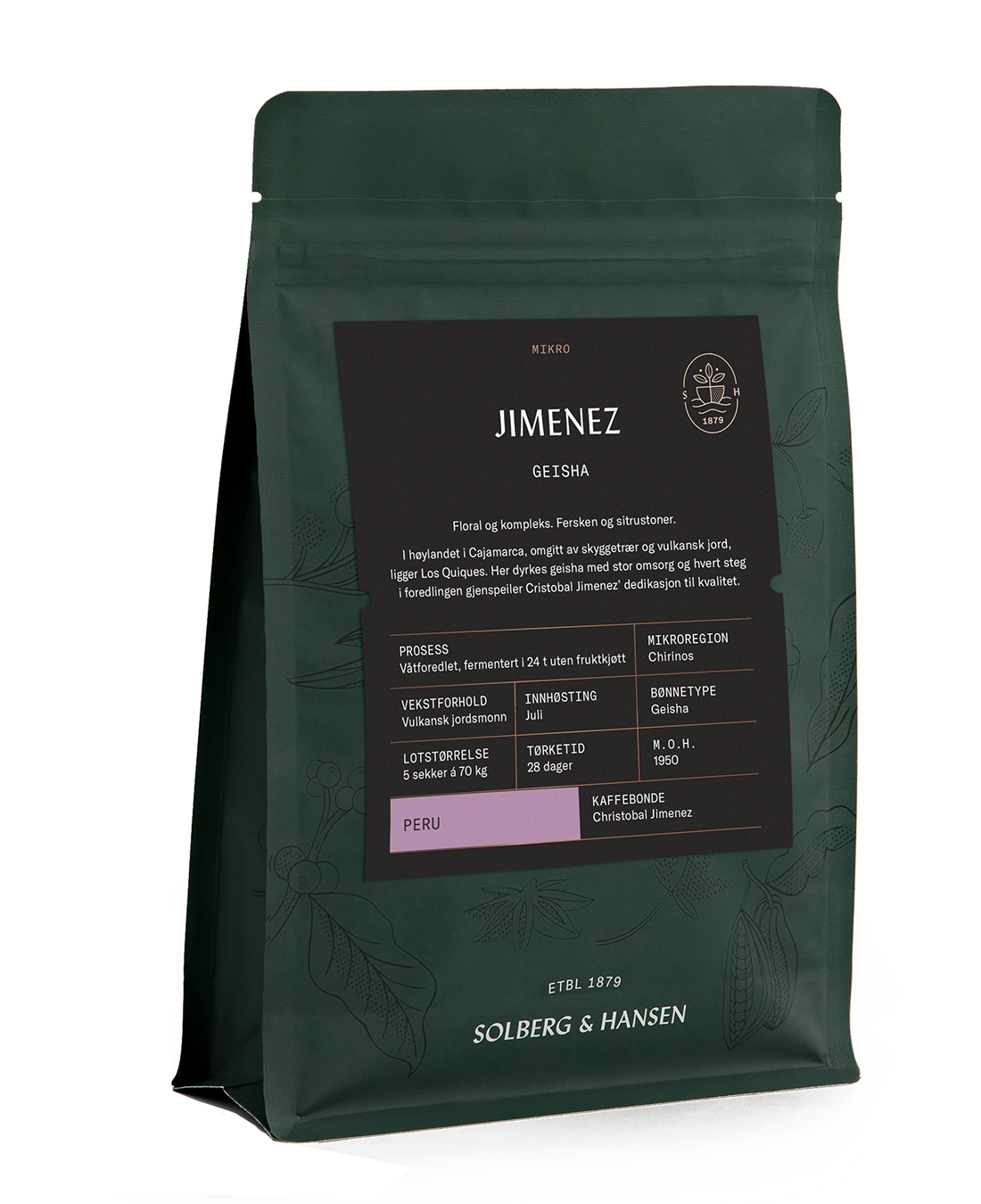 Solberg & Hansen Jimenez Geisha — specialty koffie met florale tonen van perzik en citrus