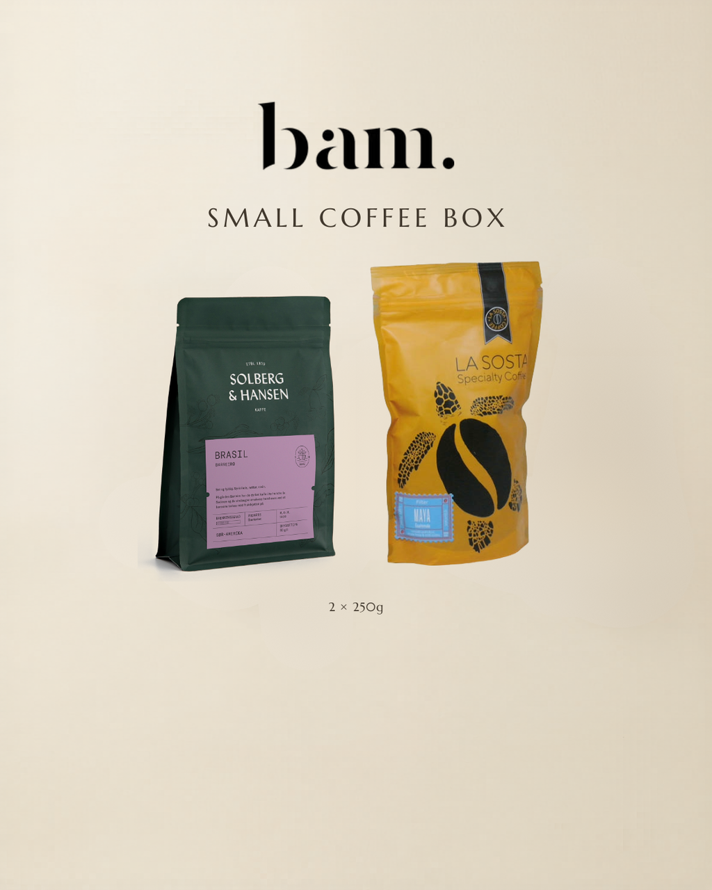 Small Coffee Box - bam. lay-out met Solberg & Hansen en La Sosta, 2 × 250g